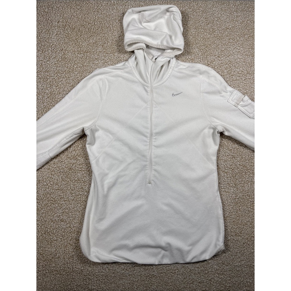 NIKE THERMA FIT 1/2 ZIP WOMENS M WHITE PULLOVER FLEECE 384021-100